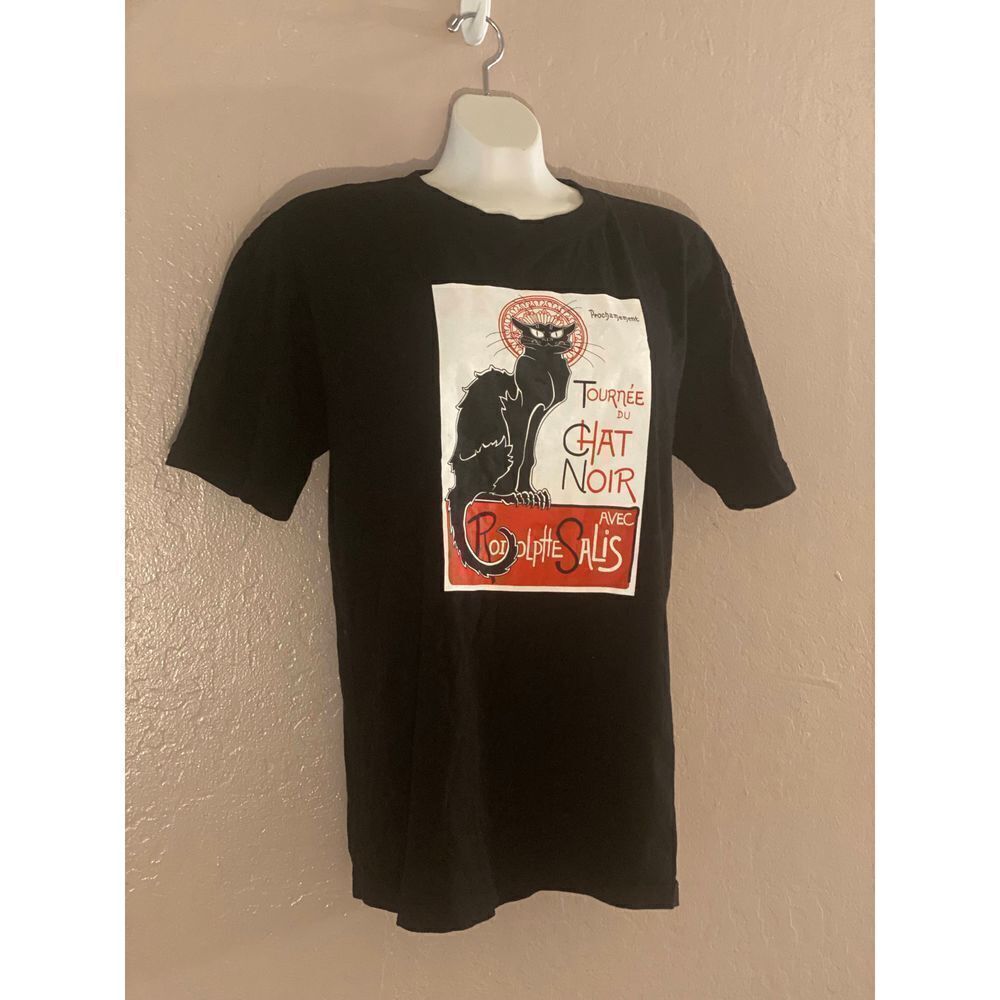 Jiyuan Women’s Black Cat Tournee Du Chat Noir Book T-shirt Small Front Graphic S